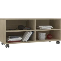 vidaXL Tv-bänk med hjul 90x35x35 cm konstruerat trä Sonoma ek
