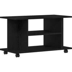 Discount vidaXL TV-bänk med hjul 80x40x45 cm konstruerat trä Svart ek