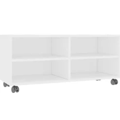 Online vidaXL Tv-bänk med hjul 90x35x35 cm konstruerat trä Vit