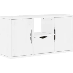 vidaXL TV-bänk med låda "ODDA" vit 79x24x40 cm massiv furu