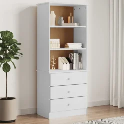 vidaXL Tv-bänk med lådor ALTA 60x35x142 cm vit massiv furu