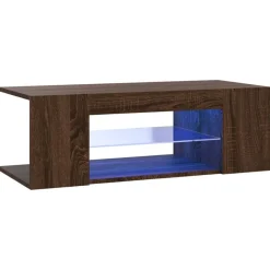 Outlet vidaXL Tv-bänk med LED-belysning 90x39x30 cm brun ek