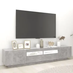 vidaXL TV-bänk med LED-belysning betonggrå 200x35x40 cm