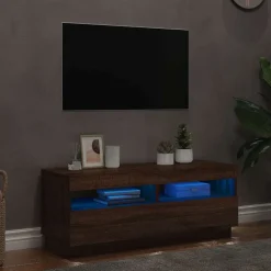 vidaXL Tv-bänk med LED-belysning brun ek 100x35x40 cm