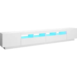 Clearance vidaXL TV-bänk med LED-belysning 260x35x40 cm Vit