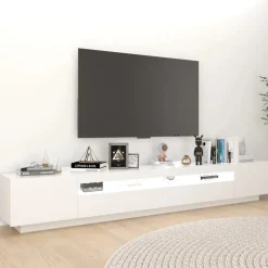 Clearance vidaXL TV-bänk med LED-belysning 260x35x40 cm Vit