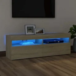 vidaXL TV-bänk med LED-belysning sonoma-ek 120x35x40 cm