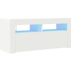 vidaXL TV-bänk med LED-belysning vit 90x35x40 cm