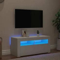 vidaXL TV-bänk med LED-belysning vit 90x35x40 cm