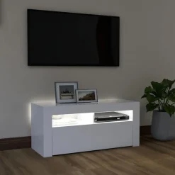 vidaXL TV-bänk med LED-belysning vit 90x35x40 cm