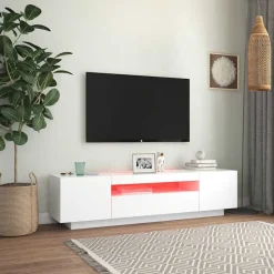 vidaXL TV-bänk med LED-belysning vit 160x35x40 cm