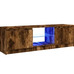 vidaXL Tv-bänk med LED-belysning rökfärgad ek 120x30x36 cm