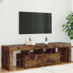 vidaXL Tv-bänk med LED-belysning rökfägrad ek 140x36,5x40 cm