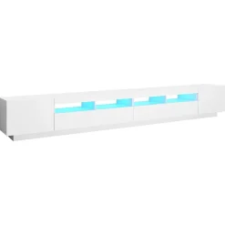 vidaXL TV-bänk med LED-belysning vit 300x35x40 cm