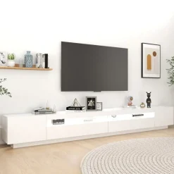 vidaXL TV-bänk med LED-belysning vit 300x35x40 cm