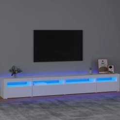 Best vidaXL Tv-bänk med LED-belysning 270x35x40 cm Vit