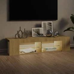 Best vidaXL TV-bänk med LED-belysning sonoma-ek 135x39x30 cm Sonoma ek