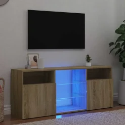 Online vidaXL TV-bänk med LED-belysning sonoma-ek 120x30x50 cm Sonoma ek