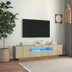 vidaXL TV-bänk med LED-belysning sonoma-ek 160x35x40 cm