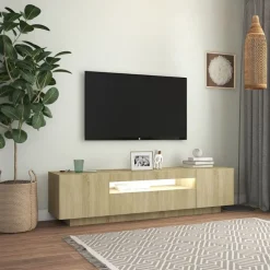 vidaXL TV-bänk med LED-belysning sonoma-ek 160x35x40 cm