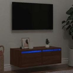 Clearance vidaXL Tv-bänk med LED-belysning 75x35,5x25 cm brun ek