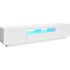 vidaXL TV-bänk med LED-belysning vit 180x35x40 cm