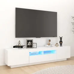 vidaXL TV-bänk med LED-belysning vit 180x35x40 cm