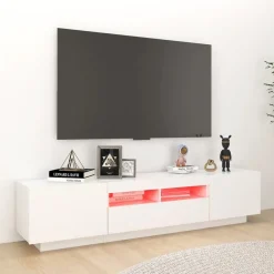 vidaXL TV-bänk med LED-belysning vit 180x35x40 cm