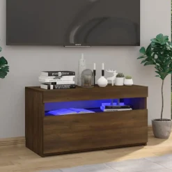 Outlet vidaXL Tv-bänk med LED-belysning 75x35x40 cm brun ek