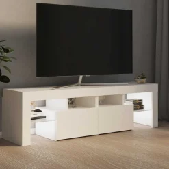 vidaXL Tv-bänk med LED-belysning vit 140x36,5x40 cm