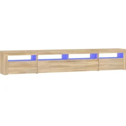 New vidaXL Tv-bänk med LED-belysning 240x35x40 cm Sonoma ek