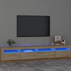 New vidaXL Tv-bänk med LED-belysning 240x35x40 cm Sonoma ek