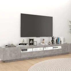 Sale vidaXL TV-bänk med LED-belysning 260x35x40 cm Betonggrå