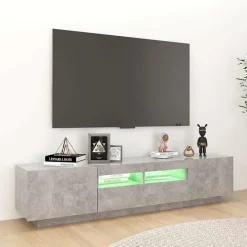 Best vidaXL TV-bänk med LED-belysning 180x35x40 cm Betonggrå