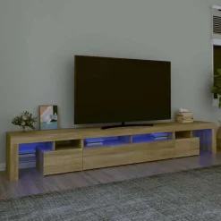 vidaXL Tv-bänk med LED-belysning 260x36,5x40 cm Sonoma ek