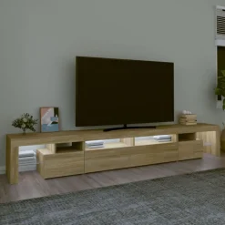 vidaXL Tv-bänk med LED-belysning 260x36,5x40 cm Sonoma ek