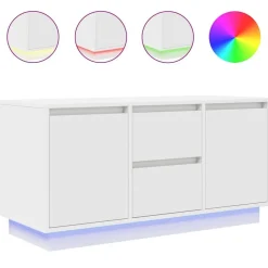 vidaXL TV-bänk med LED-lampor vit 100x41x50 cm