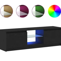 vidaXL TV-bänk med LED-lampor svart ek 120x30x36 cm konstruerat trä