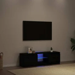 vidaXL TV-bänk med LED-lampor svart ek 120x30x36 cm konstruerat trä