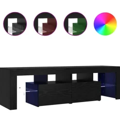 vidaXL TV-bänk med LED-lampor svart ek 140x36,5x40 cm konstruerat trä