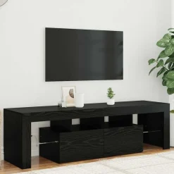 vidaXL TV-bänk med LED-lampor svart ek 140x36,5x40 cm konstruerat trä