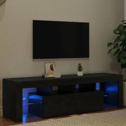 vidaXL TV-bänk med LED-lampor svart ek 140x36,5x40 cm konstruerat trä