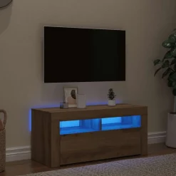 vidaXL TV-bänk med LED-lampor artisan ek 90x35x40 cm konstruerat trä