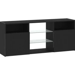 Online vidaXL TV-bänk med LED-lampor 120x30x50 cm konstruerat trä Svart ek