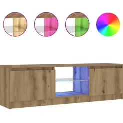 vidaXL TV-bänk med LED-lampor artisan ek 120x30x36 cm konstruerat trä