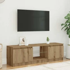 vidaXL TV-bänk med LED-lampor artisan ek 120x30x36 cm konstruerat trä