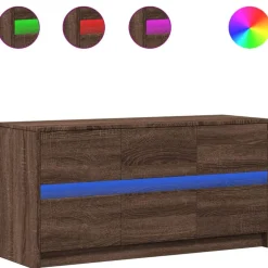 Clearance vidaXL Tv-bänk med LEDs 100x34x50 cm konstruerat trä brun ek