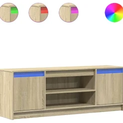 Outlet vidaXL Tv-bänk med LEDs sonoma-ek 139,5x34x50 cm konstruerat trä Sonoma ek