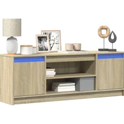 Outlet vidaXL Tv-bänk med LEDs sonoma-ek 139,5x34x50 cm konstruerat trä Sonoma ek