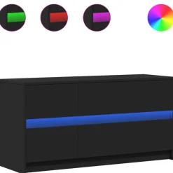 Discount vidaXL Tv-bänk med LEDs 100x34x50 cm konstruerat trä Svart